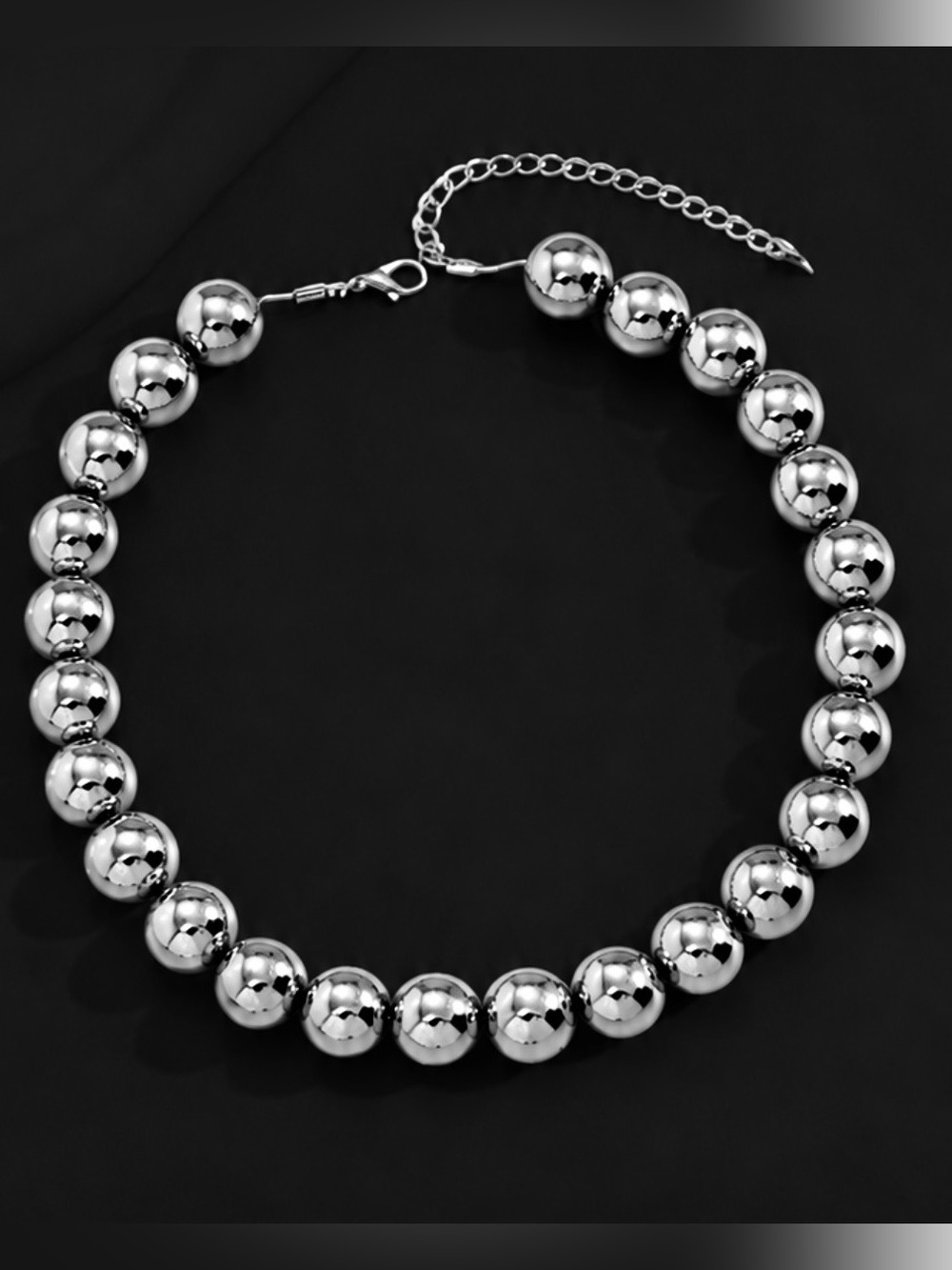 Anthropologie Modern Silver Plated Beaded Collar Necklace - Picture 3 of 3